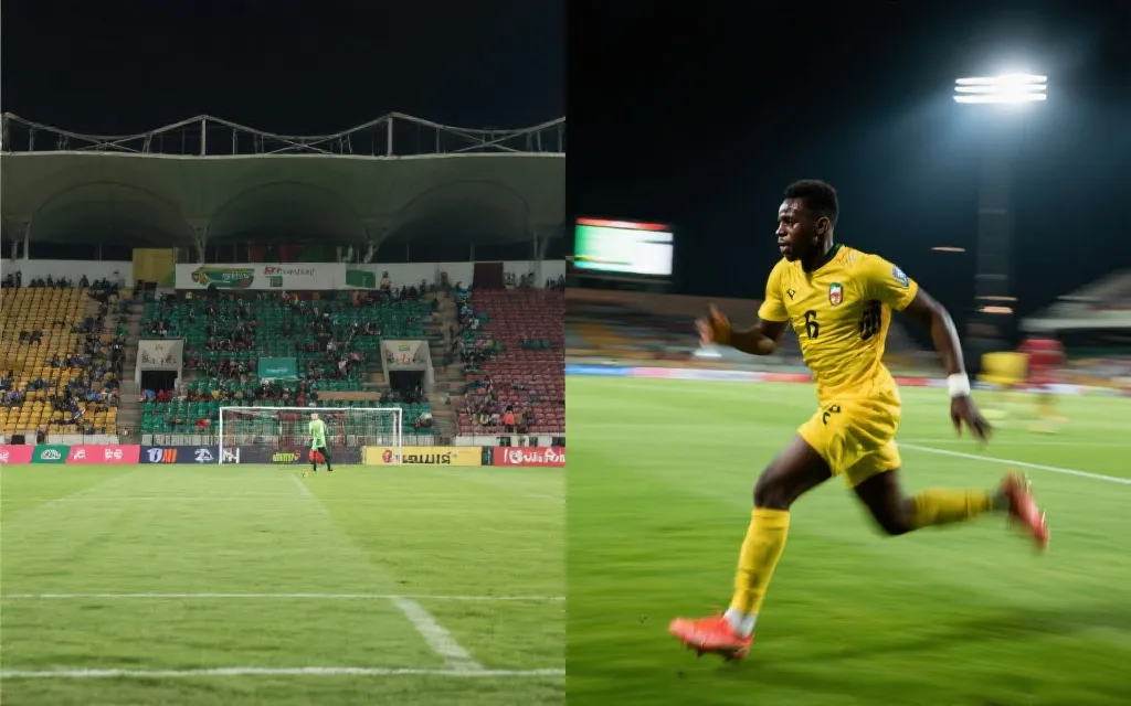 非洲球员在欧洲赛场与本土联赛画面拼贴，象征留洋通道与联赛建设